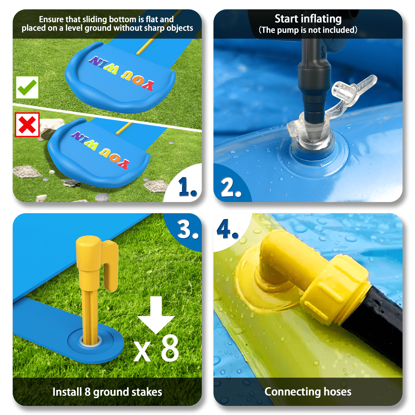 Lawn Water Slide 32.8 Ft Double Lane Water Slide with Automatic Sprinkler and Safety Padding