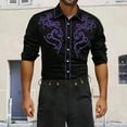 thumbnail image 2 of Long Sleeve Shirts for Men Solid Western Cowboy Embroidered Shirt Slim Fit Casual Button Shirt Purple S, 2 of 5