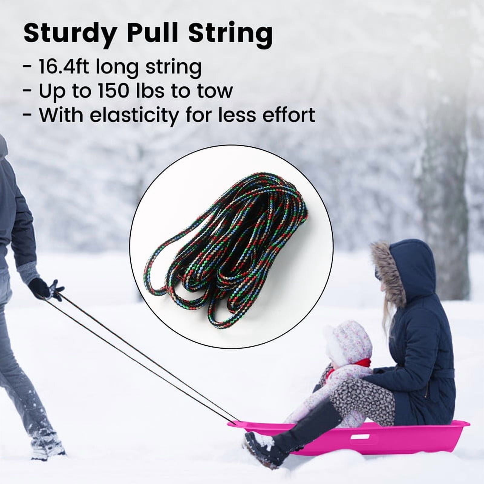 Gamexcel 2Pack Snow Sled with Handles and Ropes, Slippery Plastic Downhill Durable Snow Sled For Kids and Adults, Outdoor Fun, 36''x18'' - Pink