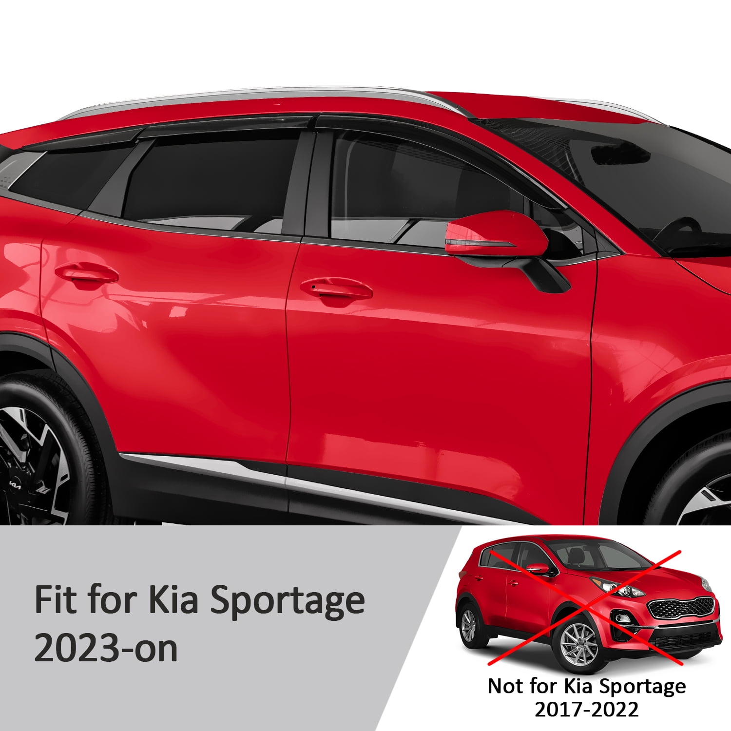 Voron Glass Tape-on Extra Durable Rain Guards for Kia Sportage 2023-2026, Window Deflectors, Vent Window Visors, 6 Pieces - 100451