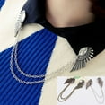 thumbnail image 2 of OPOLSKI Retro Collar Clip Punk Chain Tassel Blouse Shirt Angel Wing Tips Pin Brooch, 2 of 6