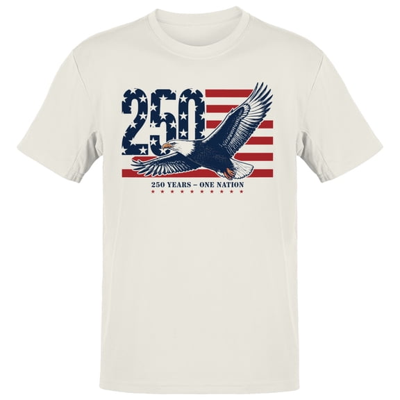 Smartprints American Eagle - 250 Years One Nation Men's T-Shirt Off White, Cotton, S