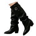 thumbnail image 3 of Elegant Mid Calf Boots With Sleek Finish And Side Buckle Detail for Fall Wear, 3 of 7