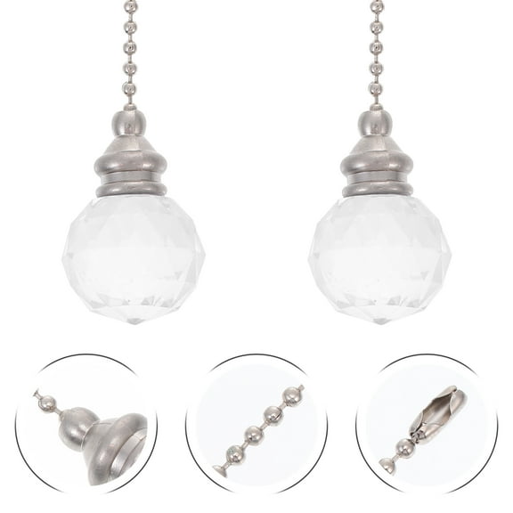 Hytrove Hanging Pendant Acrylic Metal Ceiling Fan String Pull Chain 2Pcs 13.2X1X1In Elegant Style