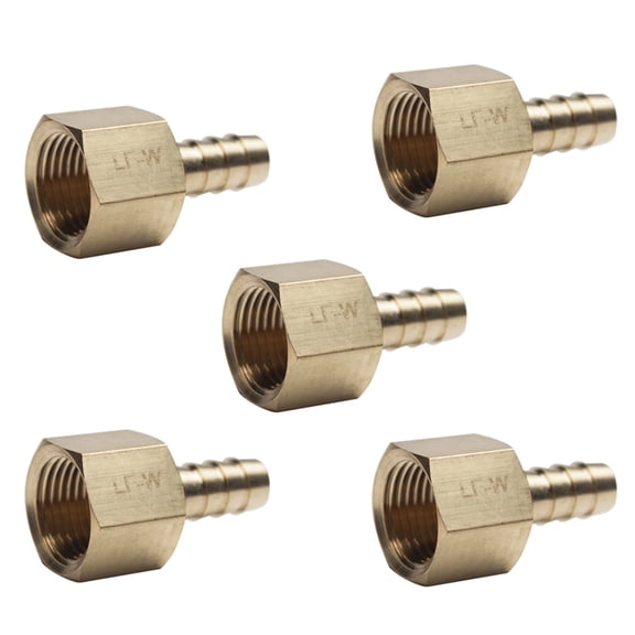 LTWFITTING Brass Fitting Coupler 5/16-Inch Hose Barb x 3/8-Inch Female NPT Fuel Water Boat(Pack of 5)