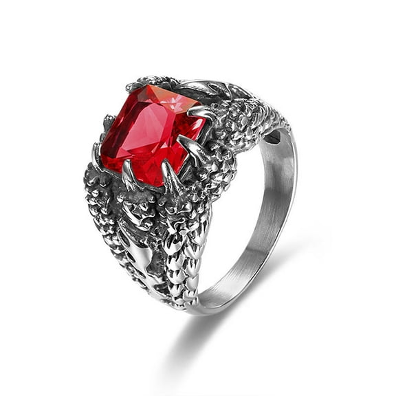 Men's Stainless Steel Ring Retro Animal Dragon Claw Ring with Diamond Accent Jewelry Gold Plated Inlaid Gems Statement Ring Fashion Ring