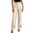 thumbnail image 5 of Htigea Women's High Waisted Work Pants Solid Color Straight Leg Business Pant Dressy Trousers Beige S, 5 of 5