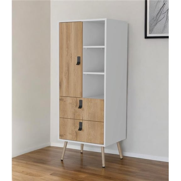 HomeRoots 552271 20 in. White & Natural Two Drawer Dresser