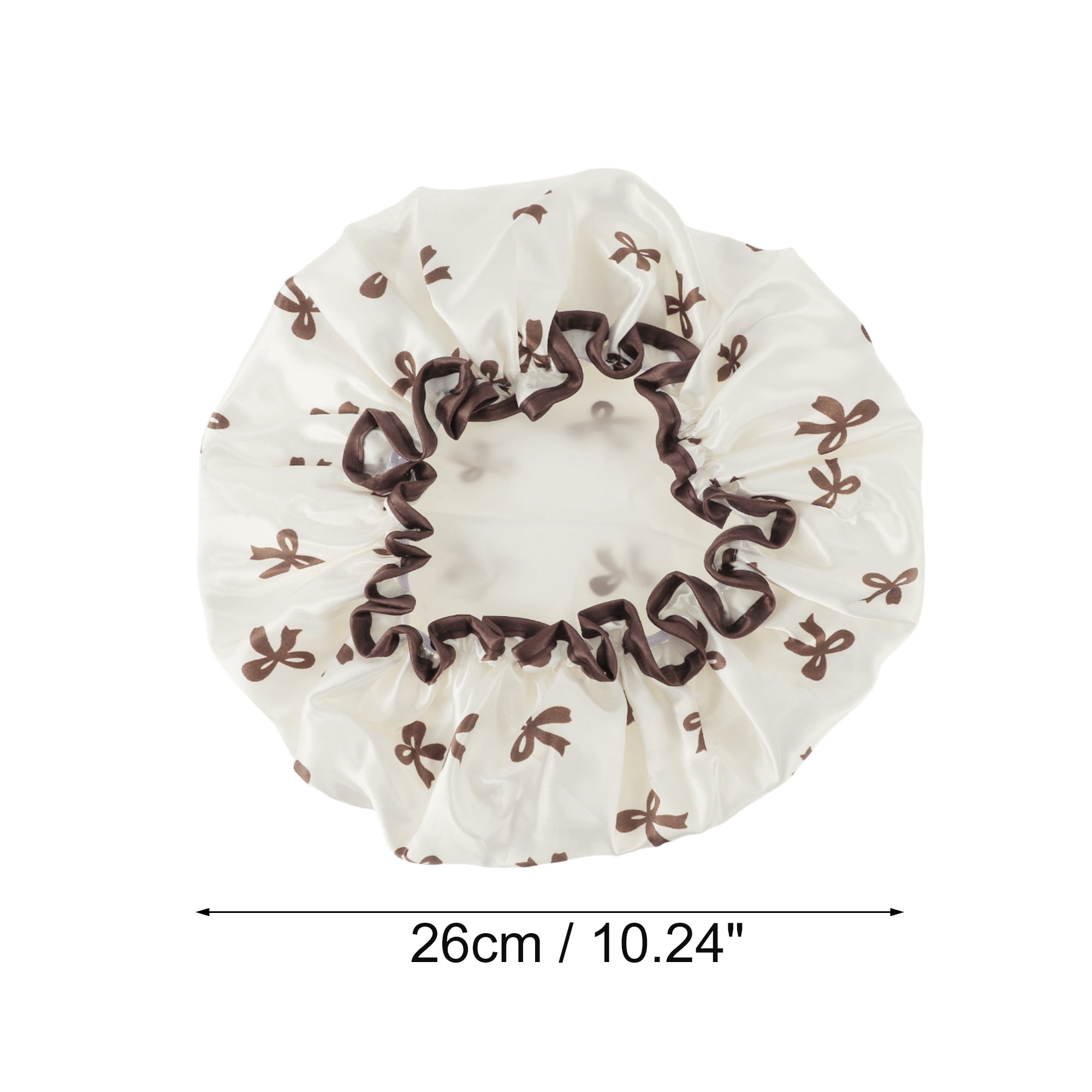 Unique Bargains Women Double Layer Bow Shower Cap 1 Pc White