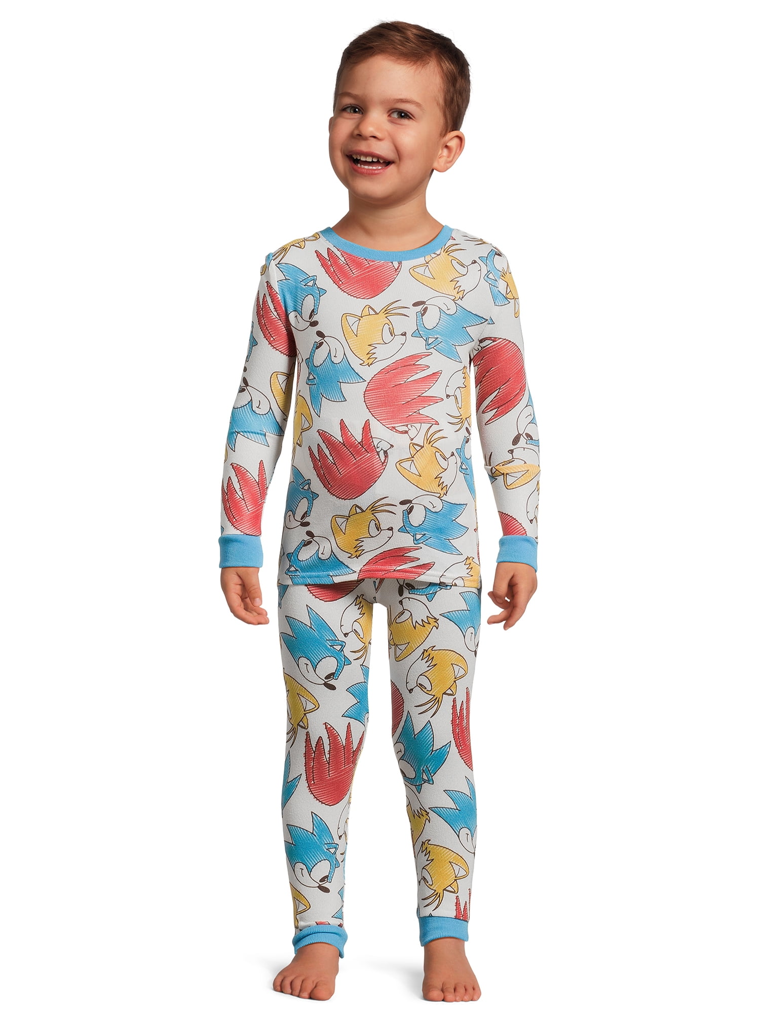 Sonic Toddler Boys Snug Fit Hacci Long Sleeve Pajama Set, 2-Piece, Sizes 12M-5T