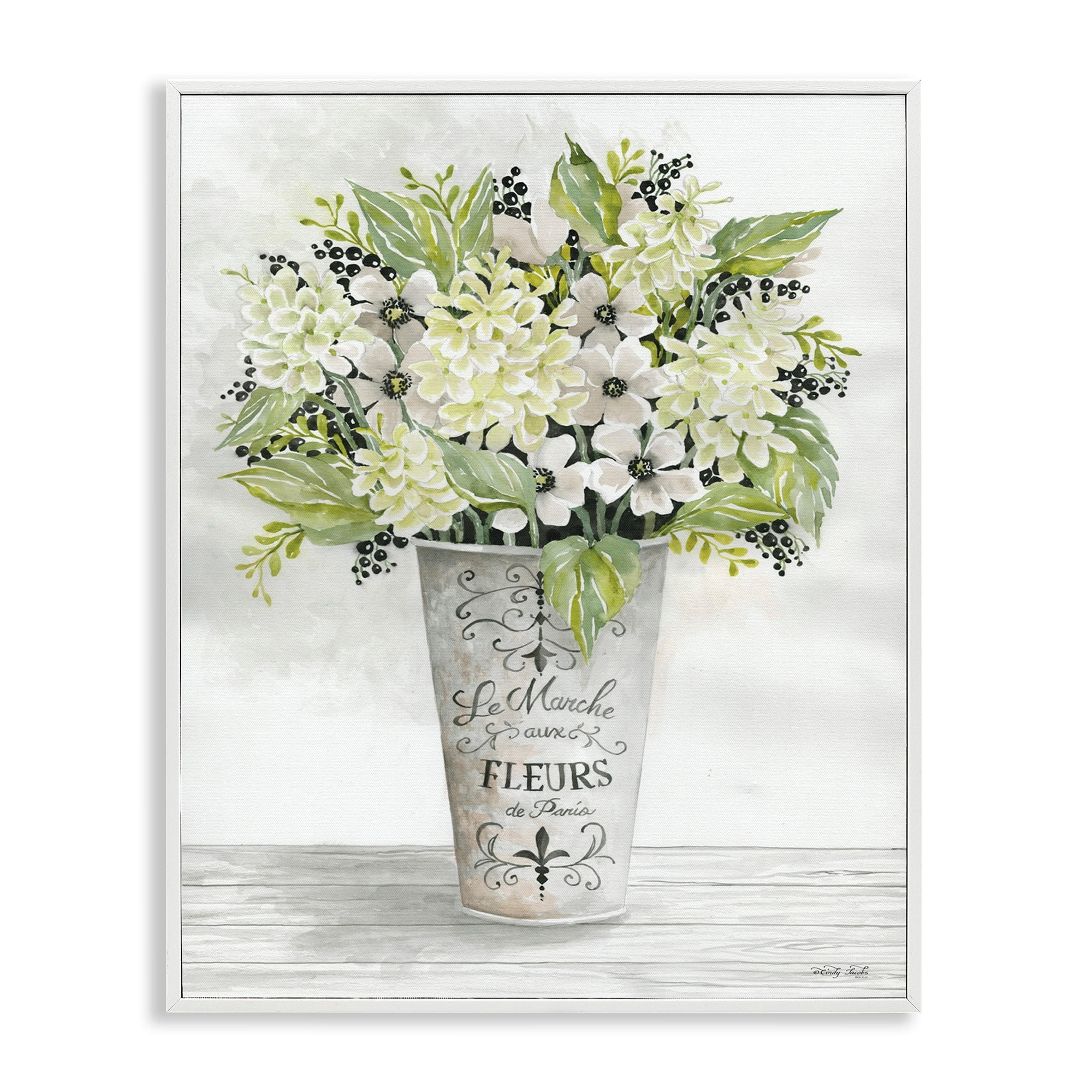Stupell Industries French Floral Greenery Bouquet Parisian Charm Flowers , 16 x 20,Design by Cindy Jacobs