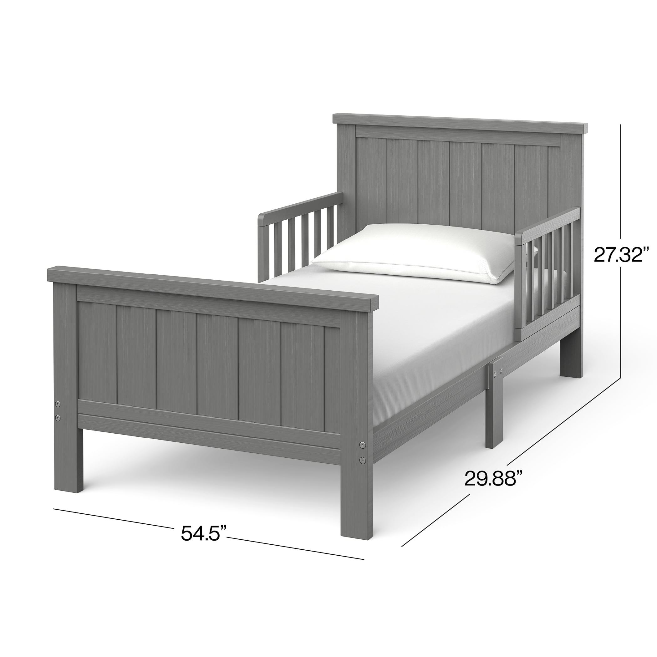 Child Craft Calder Toddler Bed with Guard Rails, Brushed Pebble