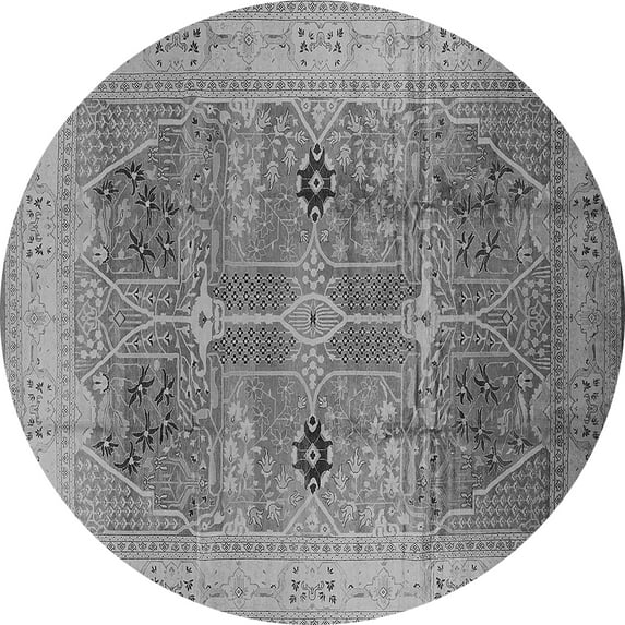 Ahgly Company Indoor Round Oriental Gray Traditional Area Rugs, 5' Round