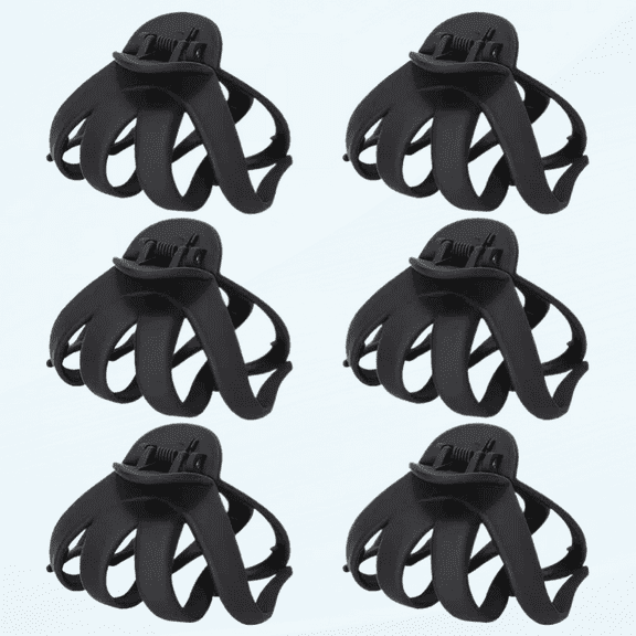 Big Claw Octopus Hair Clips for Thick Hair, Matte Octopus Clips Large Hair Claw Clips for Women and Girls, Hair Jaw Clips Strong Hold Jumbo Hair Clip for All Hair Types, 6 Packs (Black)