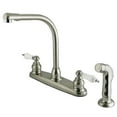 thumbnail image 4 of Kingston Brass Satin Nickel Polished Brass High Arch Kit Faucet Oak Handle & Spr, 4 of 5