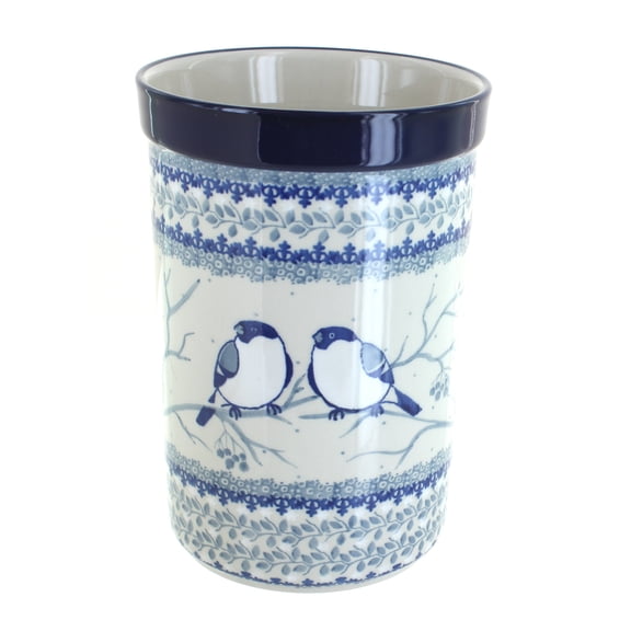 Blue Rose Polish Pottery Bluebird Utensil Jar