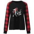 thumbnail image 4 of Valentine's Day Cute Sweatshirts for Women Plaid Patchwork Letter Graphic Print Long Sleeve Crew Neck Loose Tops(Red,S), 4 of 4