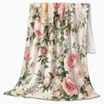 thumbnail image 2 of Romantic Blush Pink Rose Garden Floral, Festive Botanical Garden Scene, Warm Flannel Blanket for Sunroom and Reading Nook, Garden Lovers Thanksgiving Gift, Botanical Home Decor, 2 of 7