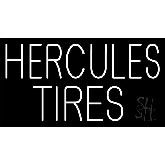 Hercules Tires 1 LED Neon Sign 20 x 37 - inches, Clear Edge Cut Acrylic Backing, with Dimmer - Bright and Premium built indoor LED Neon Sign for automotive store, and mall.