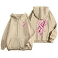 thumbnail image 5 of Shadoumai Womens Breast Cancer Awareness Hoodies Full Zip Up Jacket Ribbon Graphic Oversized Sweatshirt Jackets Fall Winter Clothes, 5 of 6