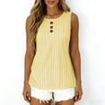 thumbnail image 5 of Asxite Tank Tops for Women Sleeveless Striped Print Round Neck Button Detail Casual Blouse, 5 of 5
