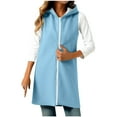 thumbnail image 4 of WMTBSRSW Long Vest for Women Fleece Lined Sleeveless Hoodies Casual Full Zip up Vest Coat with Hood Trendy Y2k Sweatshirts Light Blue Large, 4 of 7