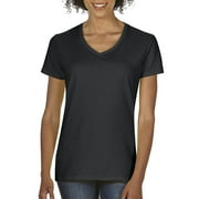 Gildan Women's Short Sleeve V Neck T-Shirt for Crafting - Black, Size L, Soft Cotton, Classic Fit, 1-Pack Blank Tee