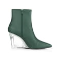 thumbnail image 3 of Unique Bargains Bottines à Talons Compensés Pointus pour Femmes Vert Foncé (Taille 11), 3 of 6