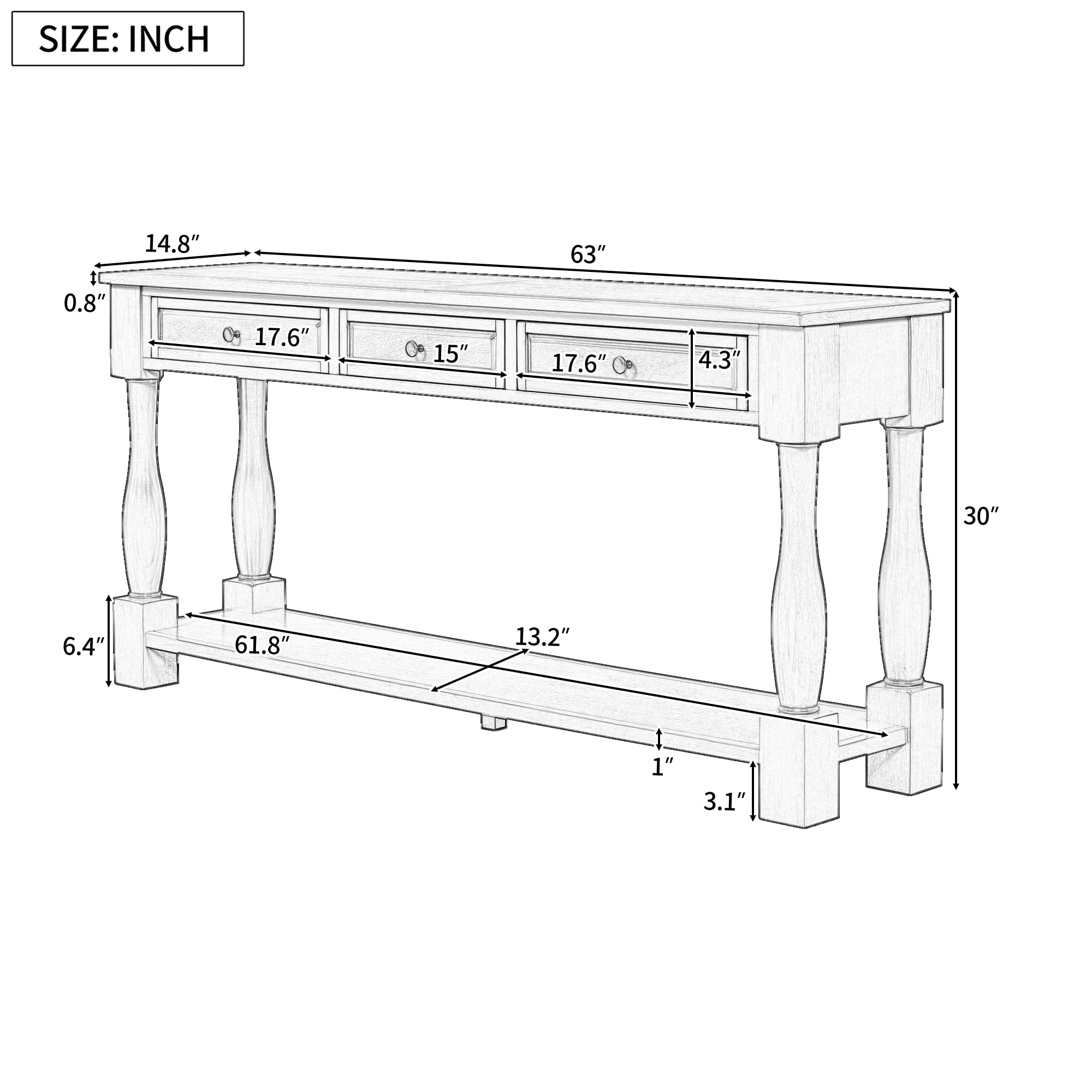 Harper & Bright Designs Console Table with Drawers and Shelf Long Sofa Table Entryway Table for Entryway Living Room Hallway, Navy