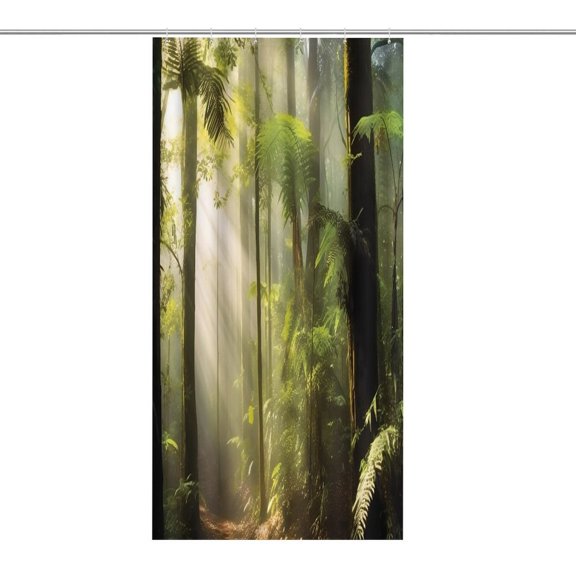 RKSupls Waterproof Shower Curtain, Sunlight Beams Forest Path Polyester Shower Curtain with Hooks for Chic Elegant Home Bathtub Bathroom Decor Washable