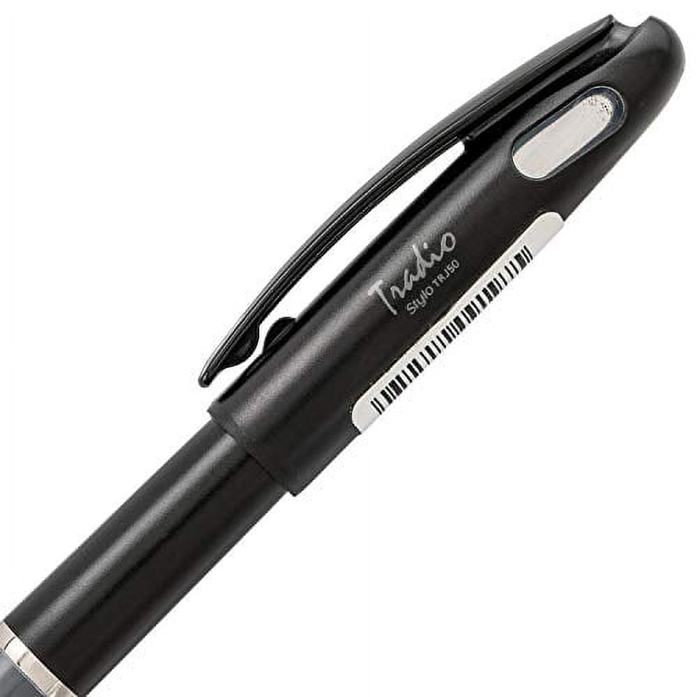 Pentel Tradio Fountain Refillable Black Ink Pen - Black Barrel (Pack of 12)
