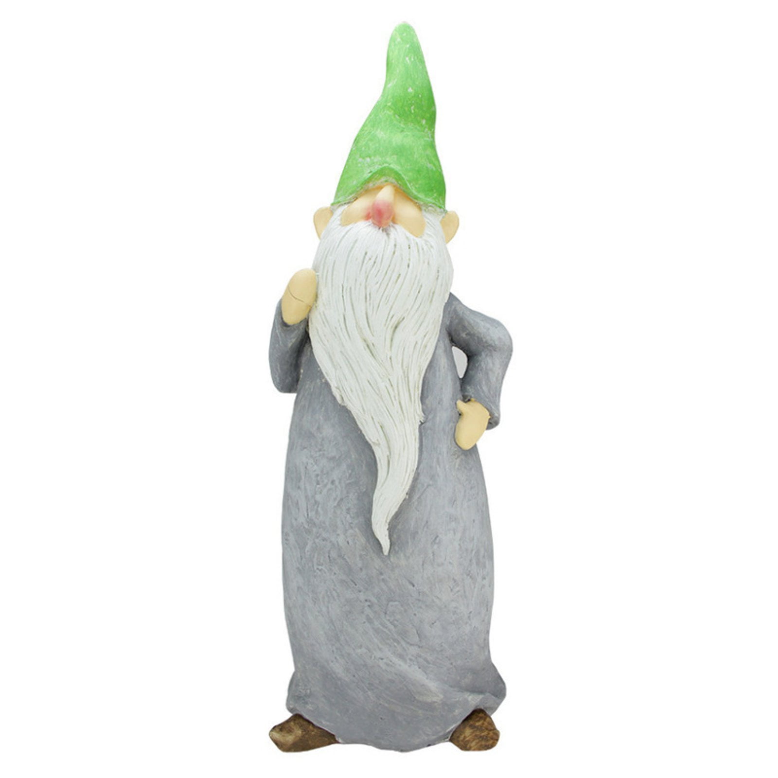 Northlight Standing Gnome with Gray Robe and Green Cap Outdoor Garden