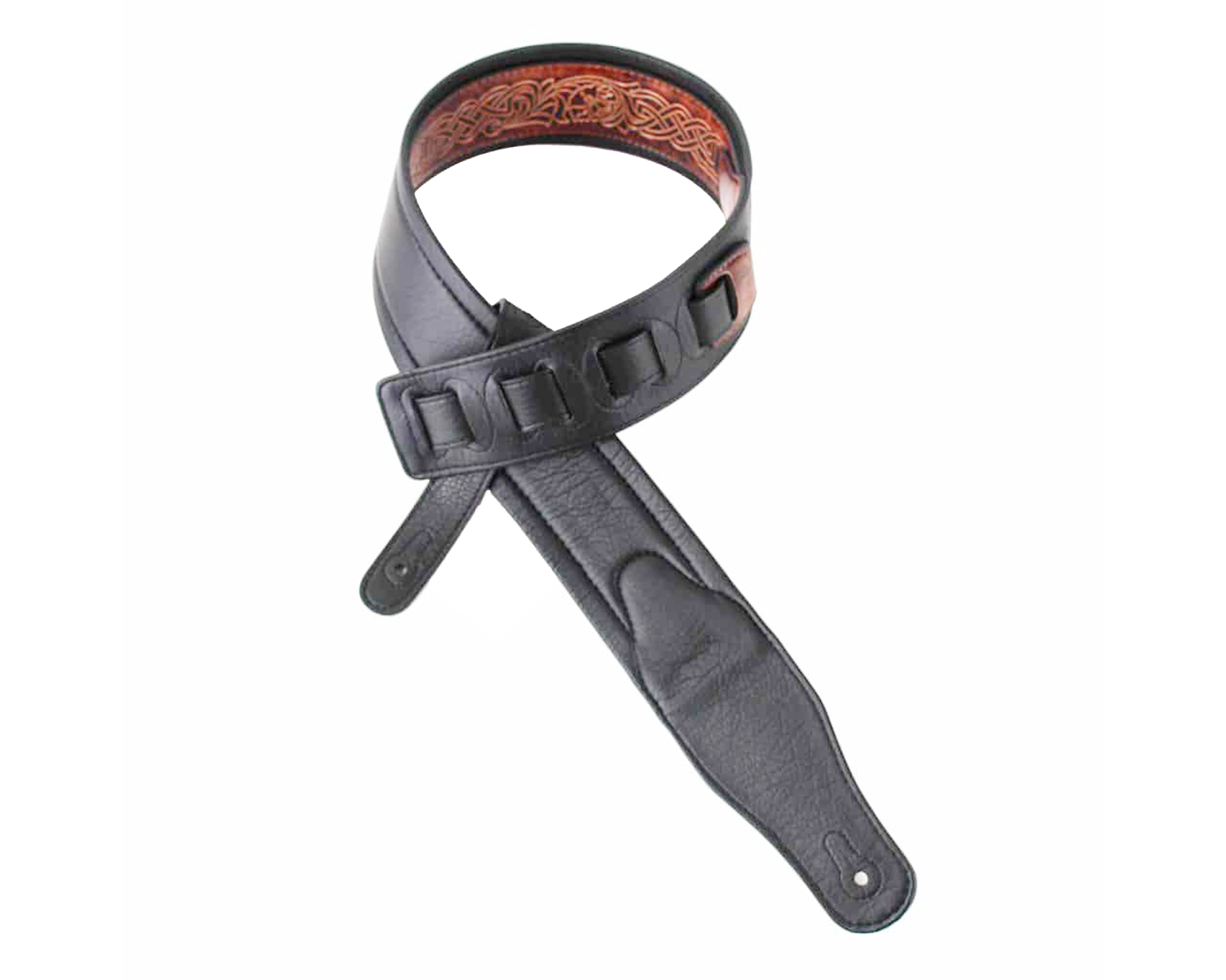 Walker & Williams GB-181 Bourbon Brown Brushed Celtic Chain Design Padded Guitar Strap