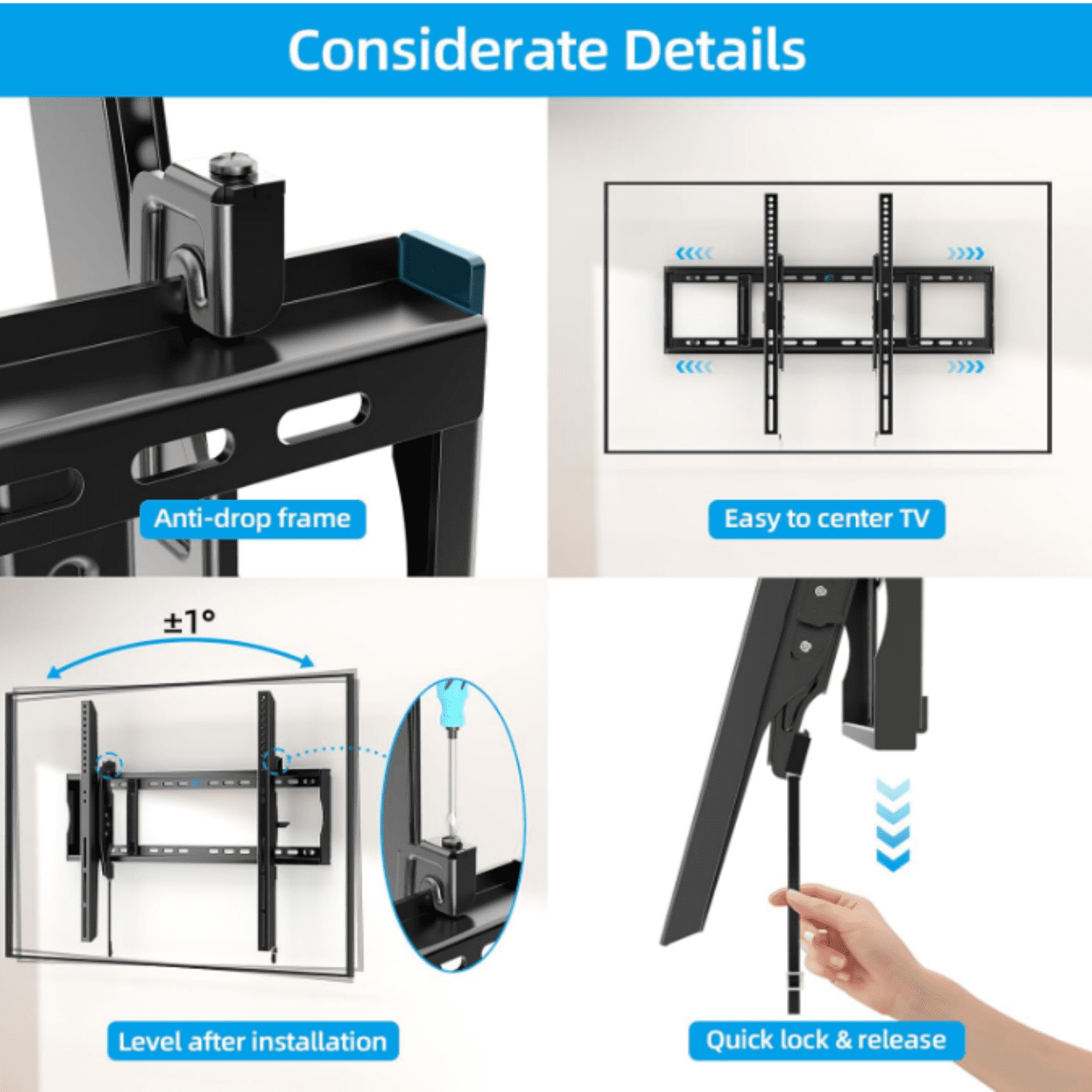 Heavy Duty Tilt TV Wall Mount Bracket for 48-120 Inch Flat/Curved TVs, 200Lbs Capacity, Fits 16/18/24 Inch Studs, Max VESA 800x600mm for LED OLED LCD