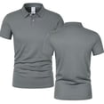 thumbnail image 4 of Men's Cotton Short Sleeve Polo | Collared Pique Golf Shirt Casual Slim Fit Performance Gray, 4 of 9