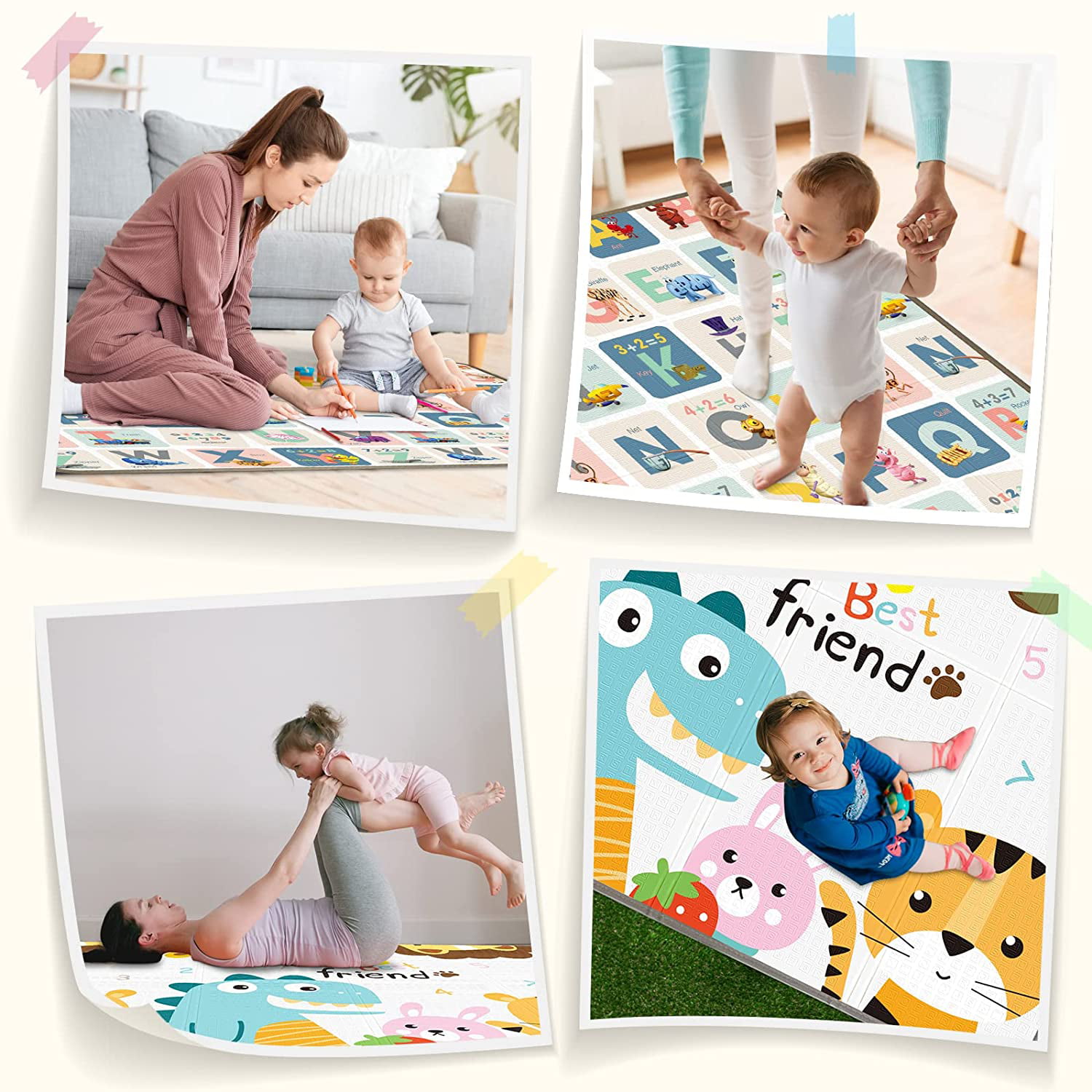 Soft Baby Play Mat,Reversible,Easy to fold Foam Floor Mat,LDPE Waterproof  Indoor and Outdoor for Fitness, Children, Suitable Playing or Crawling (70  x
