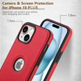 thumbnail image 2 of XINQIHANG Compatible avec Étui pour iPhone 15 Plus, Étui Hybride en Cuir TPU de Qualité Supérieure, Rouge, 2 of 6