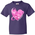 thumbnail image 3 of Inktastic Breast Cancer Awareness Pink Ribbon Around Heart Youth T-Shirt, 3 of 5