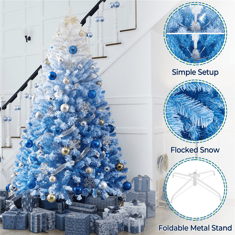 Alden Design 7.5Ft Unlit Flocked Artificial Christmas Tree with