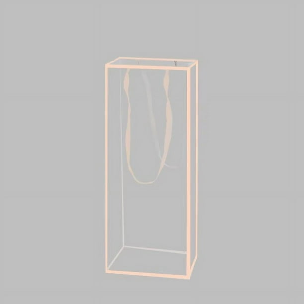 Zhuge 10 bolsas transparentes para ramos de flores con asas, cajas de embalaje para regalos florales transparentes, bolsas de mano para flores de floristería, bodas, cumpleaños (rosa)