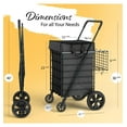 Shopping Cart w/Waterproof Basket Liner & 360° Swivel Wheels Foldable Collapsible