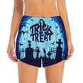 thumbnail image 2 of Balery Halloween Trick Or Treat Pattern Women's Running Shorts with Liner 2 Pockets Elastic Workout Athletic Gym Yoga Shorts-Large, 2 of 7