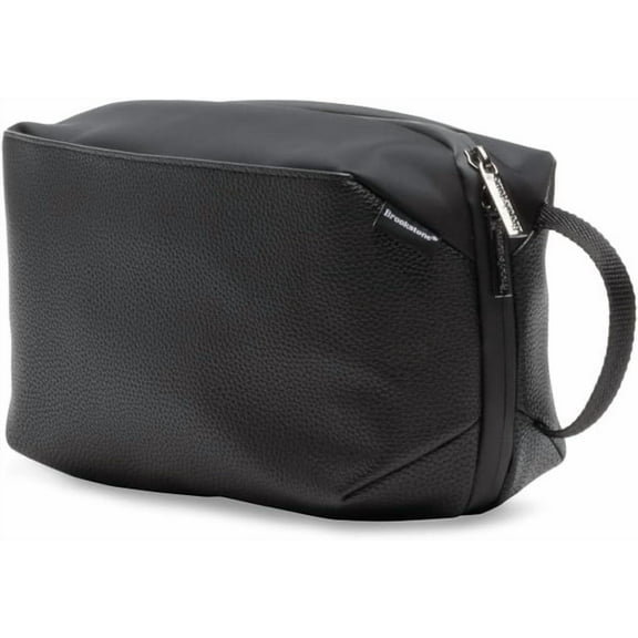 Brookstone Compact Toiletry Kit - Vegan Leather Travel Toiletry Bag with Side Grab Handle