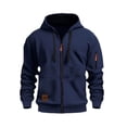 thumbnail image 1 of MHFRRA Sudadera con Capucha y Cremallera, Chaqueta con Cremallera Completa y Bolsillos Delanteros, Jersey Deportivo Ligero, Ajuste Cómodo E Informal Marina de guerra, 1 of 2