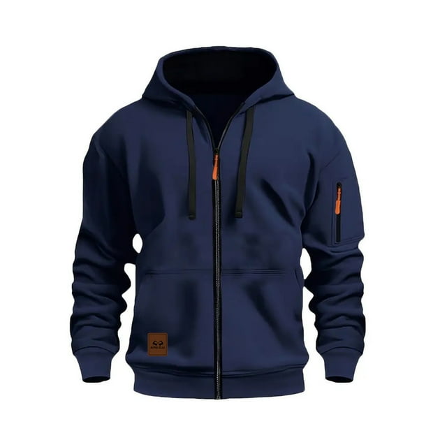 MHFRRA Sudadera con Capucha y Cremallera, Chaqueta con Cremallera Completa y Bolsillos Delanteros, Jersey Deportivo Ligero, Ajuste Cómodo E Informal Marina de guerra