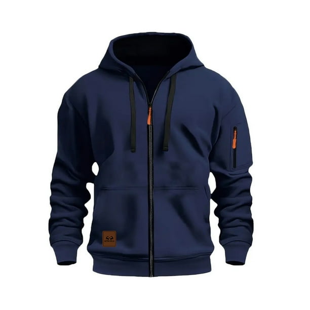 MHFRRA Sudadera con Capucha y Cremallera, Chaqueta con Cremallera Completa y Bolsillos Delanteros, Jersey Deportivo Ligero, Ajuste Cómodo E Informal Marina de guerra