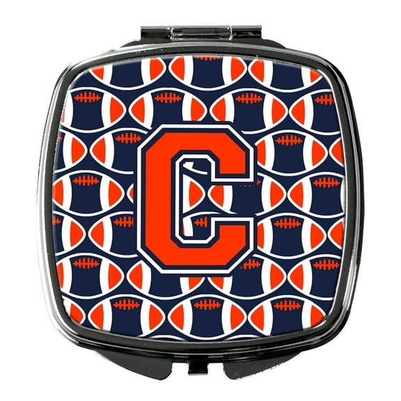 Letter C Football Orange Blue and white Compact Mirror CJ1066-CSCM