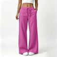 thumbnail image 2 of Husipze Women's Cotton Linen Wide Leg Pants Drawstring High Waisted Trousers with Pockets Loose Fit Casual Lounge Pants Hot Pink S, 2 of 10