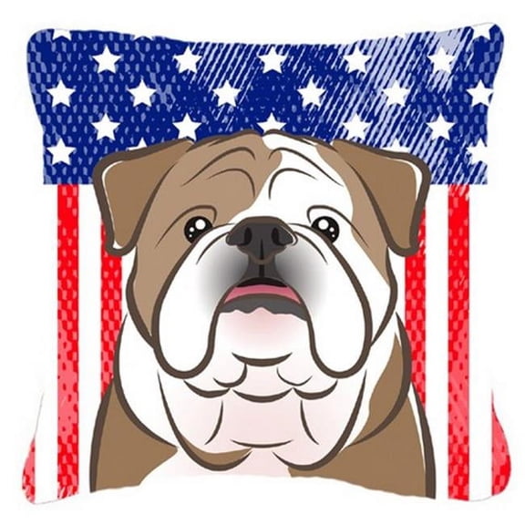 Carolines Treasures BB2149PW1818 American Flag & English Bulldog Fabric Decorative Pillow