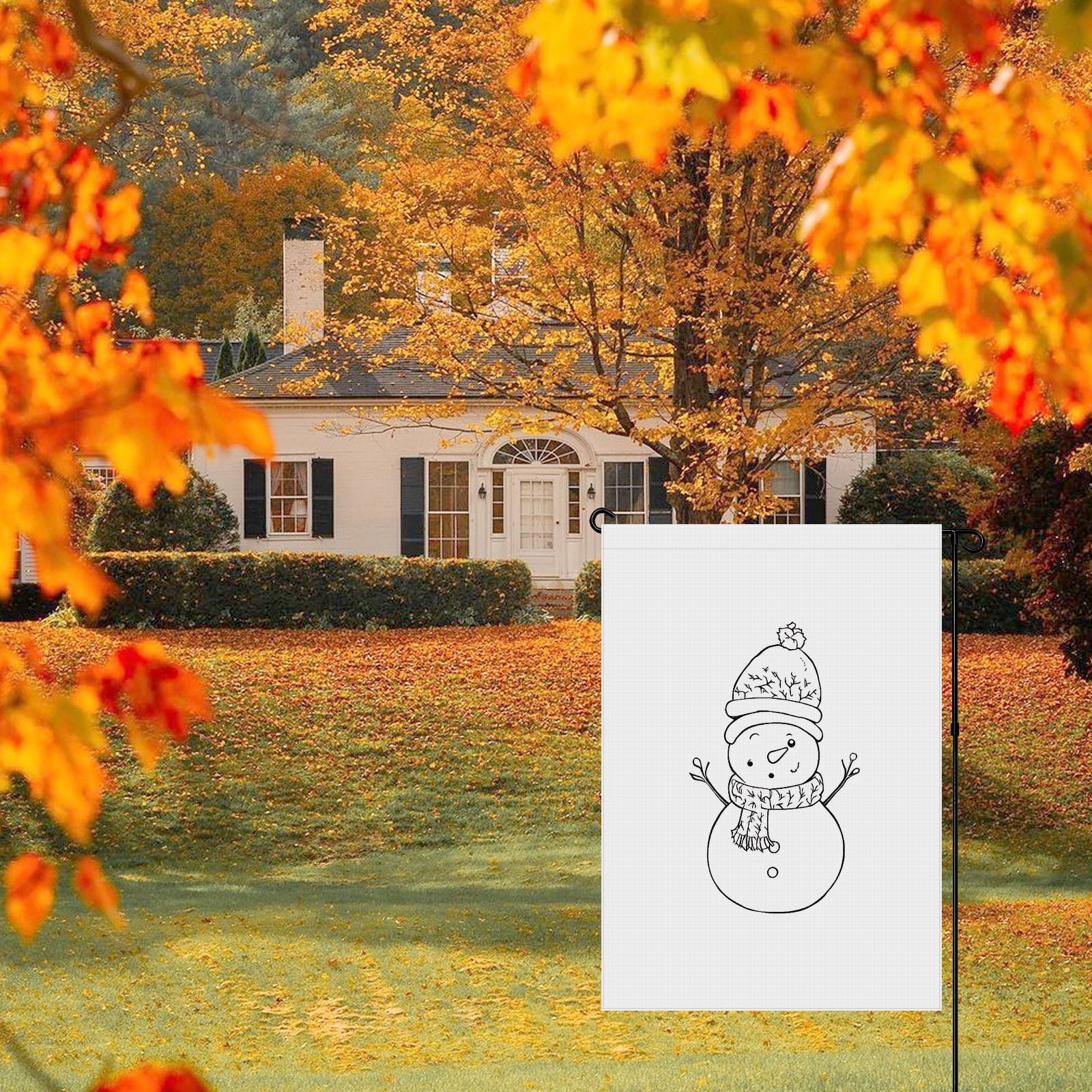 Welcome Winter Garden Flag for Outdoor - Decoration for House Front Door Farmhouse 28x40inch - Cute Cartoon Snowman House Decor - Durable Double Side Versatile Hanging Decoration